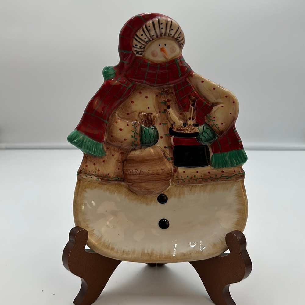 Snowman Candy Dish Snow Mates Noble Excellence Earthenware